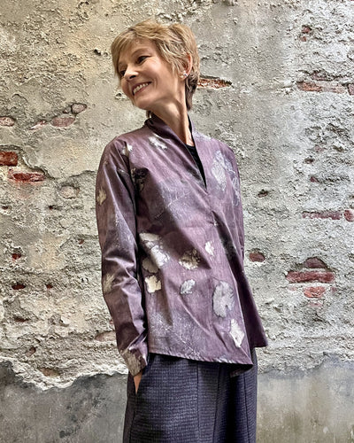 Camicia donna con stampa botanica 