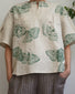 camicia larga color corda serigrafata a mano taglia unica