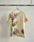 T-shirt farfalle e fiori serigrafata a mano 