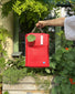 Cuscino giardinaggio con manica e tasca in pelle sintetica rossa