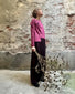 T-shirt manica lunga asimmetrica colore ciclamino