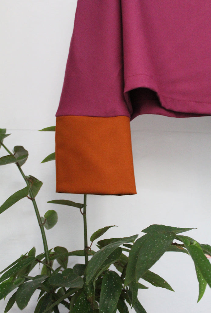 sassi maglia collo alto fuxia/arancio
