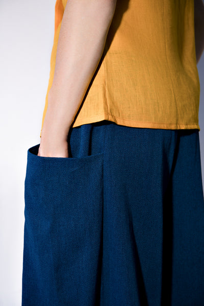 sassi pantalone girasole con tasche blu